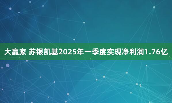 大赢家 苏银凯基2025年一季度实现净利润1.76亿